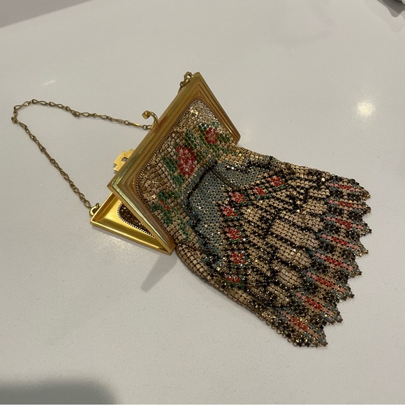 Whiting & Davis Antique 1920s Edwardian Multi-Color Mesh/Metal Bag Purse - Picture 4 of 13